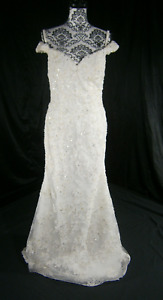 YSA Makino Organza Wedding Dress 10 Mermaid Sweep Train Lace Embroidery Beaded