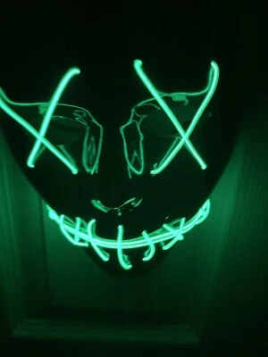 Halloween LED Mask Clubbing Light Up Costume Rave Cosplay Party Purge 3 Modes - Image 1 of 4