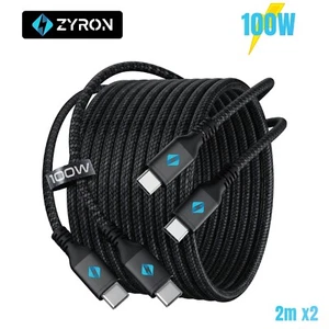 ZYRON 100W USB C to USB C Cable 2m 3m Long Type C Charging For Samsung iPhone 15 - Picture 1 of 17