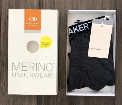 Calzoncillos boxer Icebreaker Merino Bodyfit Anatomica XS Jet Heather para hombre nuevos con etiquetas Foto 1 de 4
