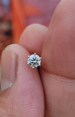 2.75MM Natural Diamond Solitaire 14K Yellow Gold Screw Back Nose Pin Piercing - Image 1 of 4