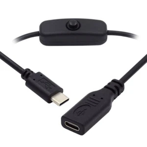 NFHK with On Off Power Switch Button USB Type C Male to Female USB-C Cable - Picture 1 of 8