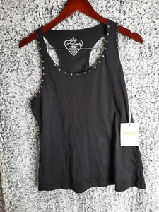 Damen Cotton Candy schwarz Racerback Tank Top X-Large Nieten neu mit Etikett - Bild 1 von 5