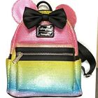 Loungefly Disney Minnie Mouse Rainbow Sequined with Bow Mini Backpack