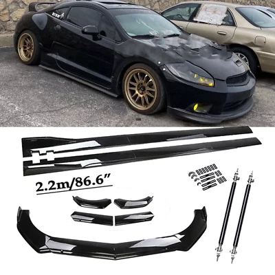 For Mitsubishi Eclipse Front Front Bumper Lip Splitter +86.6" Car Side Skirt - Image 1 of 4