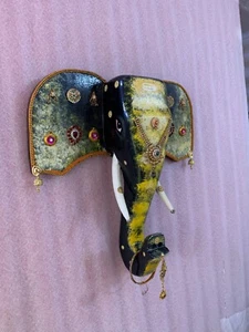 Wall Decor, Wall Hanging statue, Elephant head statue Handpainted Jewellery work - Picture 1 of 10