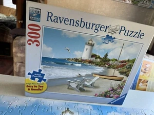 Ravensburger Puzzle Sunlit Shores Large format 300 Pce Lighthouse Beach Complete - Picture 1 of 3