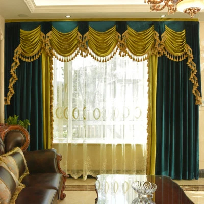 high quality Luxury tassel thicken solid Italy velvet cloth curtain valance E920 - Image 1 of 4