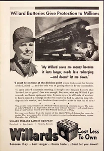 1937 Willards Storage Batteria Treno Veloce di Notte Conduttore Stampa Vintage Pubblicità - Foto 1 di 1