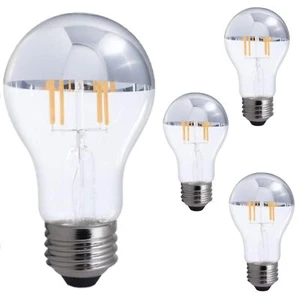 4Pack LED Round Half Chrome Globe Light Bulb A19, 2700K, 4.5W(40W), E26, 360LM - Picture 1 of 9