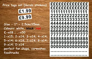 Preisaufkleber Aufkleber Zahlen Ziffern Preisschilder Sale Sticker 25mm - Bild 1 von 2