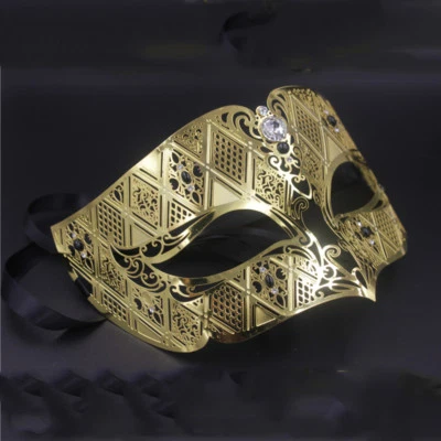 Venetian Metal Laser Cut Prom Masquerade Party Cosplay Mardi Gras Gentleman Mask - Image 1 of 4