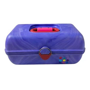 Vintage Caboodles 2-Tier Purple Makeup Travel Case W/ Mirror Marble Finish - Picture 1 of 8