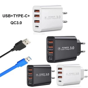 UE Caricabatterie da parete Multi-porto USB + TYPE-C + QC3.0 Ricarica rapida - Zdjęcie 1 z 11