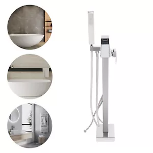 Grifo de baño plateado para baño grifo de baño independiente, grifo con ducha de mano - Imagen 1 de 20
