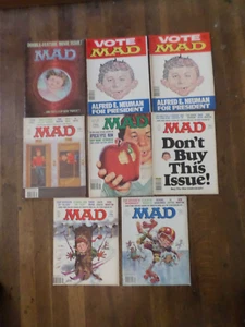 Vintage 1980's Mad Magazine Lot of 8 Magazines No: 212, 213,214,215,217(2),225 - Picture 1 of 10