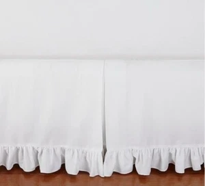850 TC Cotton White Tailored Box Pleated Bed Skirt with Bottom Edge Ruffled - Picture 1 of 5