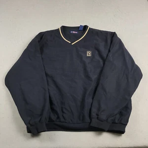 VINTAGE PGA Tour Jacket Mens Large Blue Gold Golf Windbreaker Pullover 90s - Picture 1 of 8