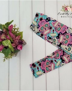 Multi Color Skull Print Soft Leggings - Picture 1 of 6