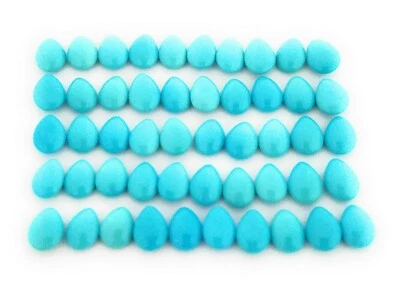 10 Double Sided Pear Shaped Natural Sleeping Beauty Turquoise Cabochons 5.5x7.5m - Image 1 of 4