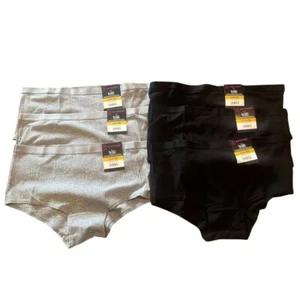 NOBO Boyshort Cotton Underwear Bundle Ribbed Brief Panties Black/ Gray L(11-13) - Picture 1 of 3