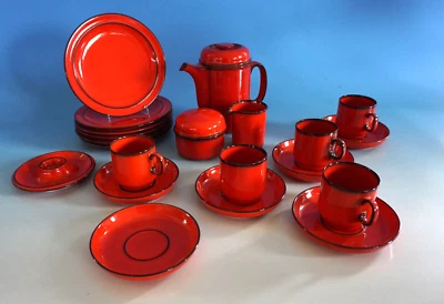 Vintage Thomas Scandic Kaffeeservice Frühstück Service Keramik rot (F025-251) - Bild 1 von 4