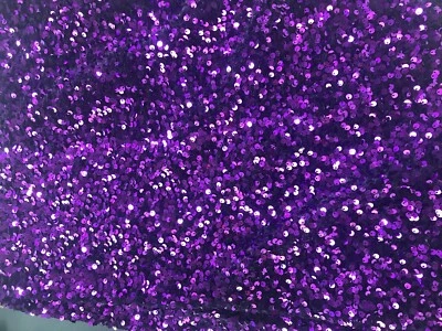 Purple Stretch Velvet Fabric with All Over Sequins, 54" , 2-Way Stretch, BTY - Image 1 of 4