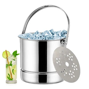 Ice Bucket With Lid Insulated Silver Ice Bucket for Cocktail Bar with Ice Ton - Picture 1 of 12