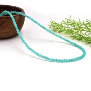 Collar de 18" con cuentas de piedras preciosas redondas facetadas de amazonita azul redondas pequeñas de 2-3 mm para hombres y mujeres - Imagen 1 de 8