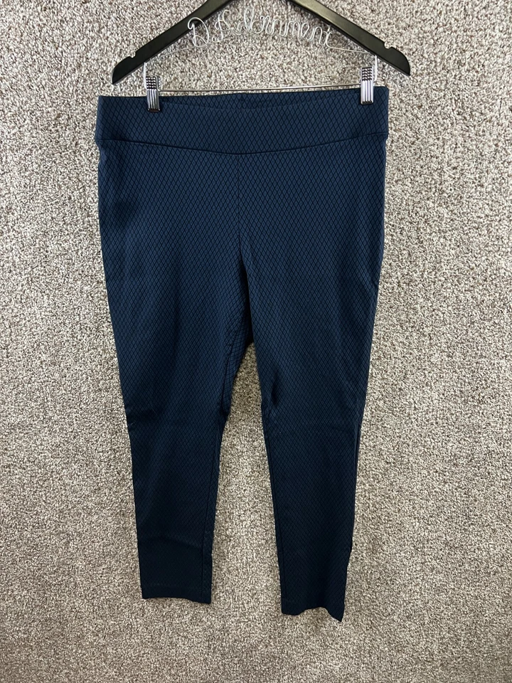 Calça Apt 9 Skinny Leg Feminina Tamanho 16 Azul Estampa Diamante Calça Elástica - Imagem 1 de 4