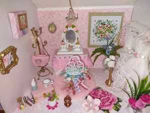 Dollhouse Furniture Lot 1:12 Bedroom Vanity Set Shabby Chic - Picture 1 of 16