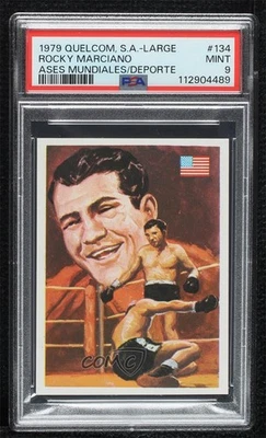 1979 Quelcom Ases Mundiales Del Deporte Small Rocky Marciano #134 PSA 9 MINT - Image 1 of 2