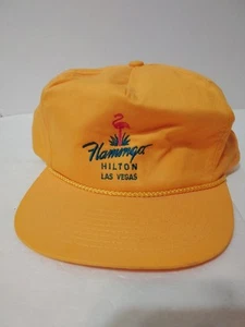 Vintage Flamingo Hilton Las Vegas Casino Cap YELLOW Rope Strapback MOHR'S Hat - Picture 1 of 11