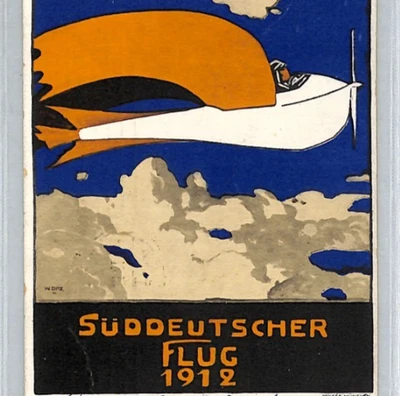 BAVARIA Germany AVIATION Air Mail Postcard 1912 *SÜDDEUTSCHER FLUG* Munich XT141 - Image 1 of 4
