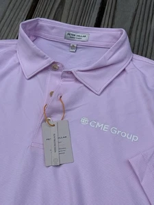 Neu mit Etikett Peter Millar Sommer bequem Poloshirt XL rosa Streifen CME Group Golf UPF 50 - Bild 1 von 9