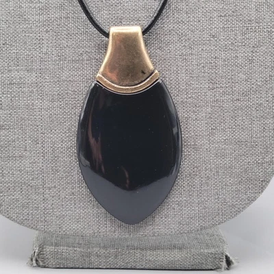 Chico's Statement Necklace Pendant Mixed Beads Acrylic Metal Geometric 32" - Image 1 of 4