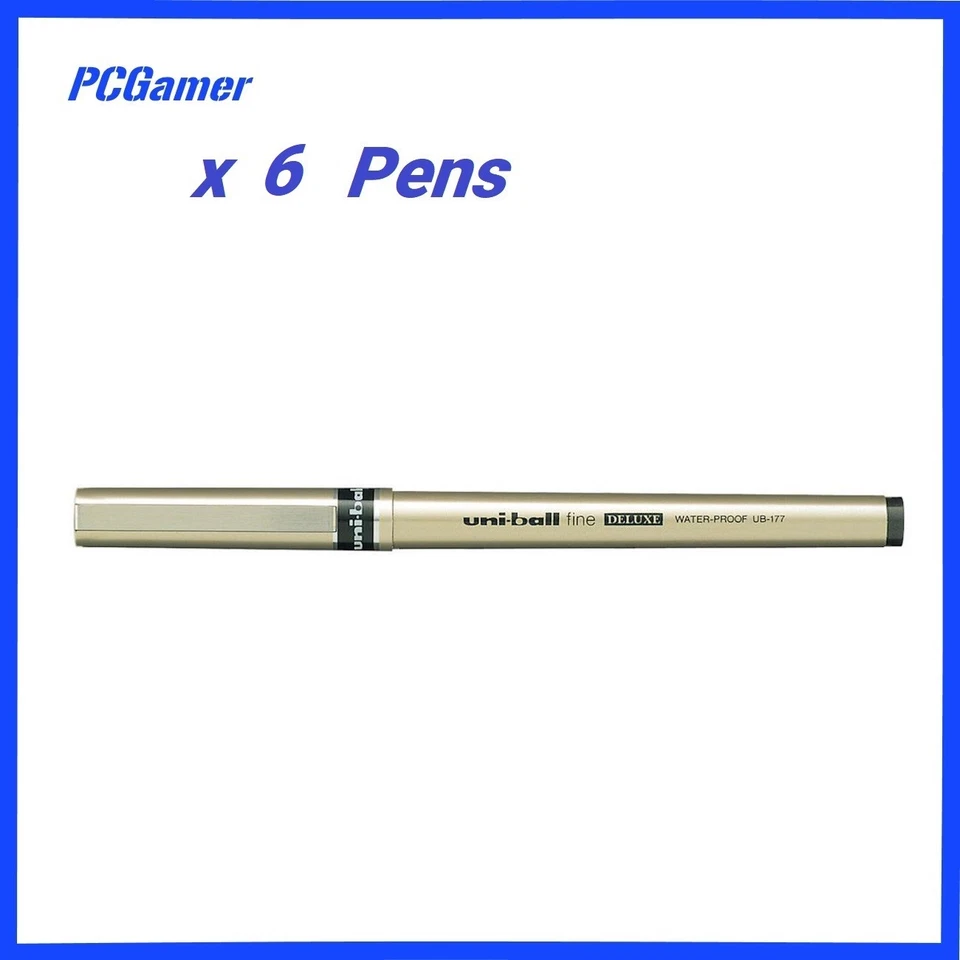 6 x Uni-ball Eye  Deluxe Roller Ball Pen Blue 0.7mm Fine - image 1 of 1