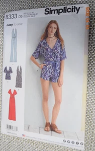 Simplicity 8333 Misses Knit Dress Jumpsuit 2 Lengths w/Bodice Opts Sz 4-12 Uncut - Picture 1 of 2