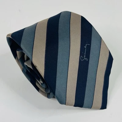 Corbata Givenchy Monsieur 100 % seda a rayas verde negra 58 1/2 x 3 1/4 DEFECTUOSA Foto 1 de 4