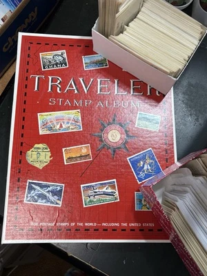 1000+ STAMPS! Traveler Worldwide Album H.E. Harris, Hinges, Antique & Vintage - Image 1 of 4