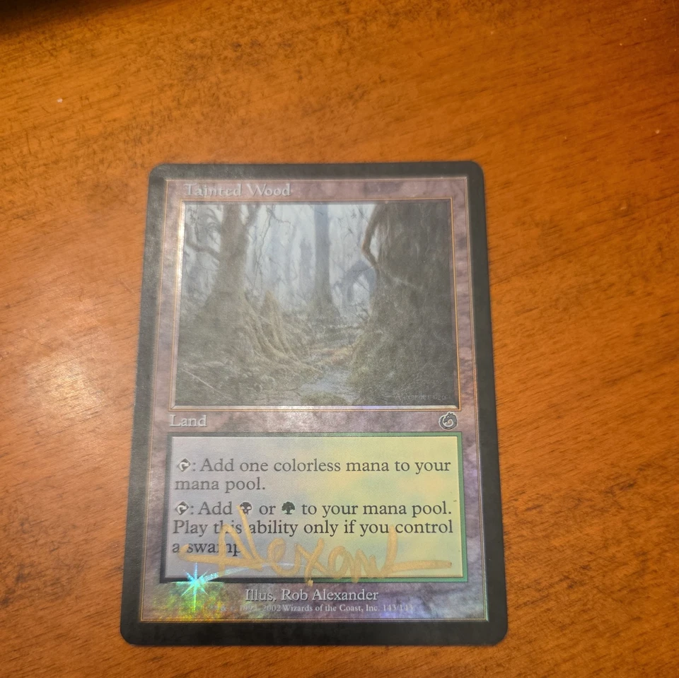 MTG TAINTED WOOD FOIL/SIGNED Torment NM/M Uncommon 2002 DUAL MANA Land - Image 1 of 2