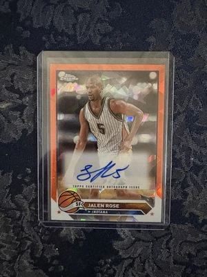 JALEN ROSE 2023 - 24 Topps 铬蓝宝石橙色参考 自动卡 20/25 SP PACERS — 第 1/2 张图片