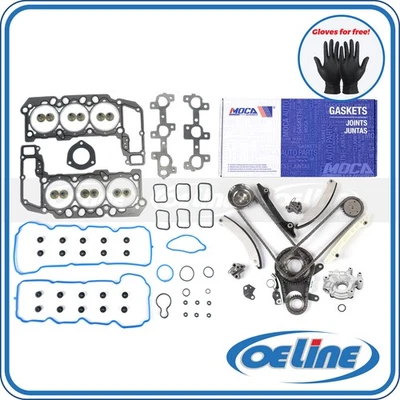 Head Gasket Set Timing Chain Kit Oil Pump for Dodge Dakota Ram Jeep Liberty - Image 1 of 4