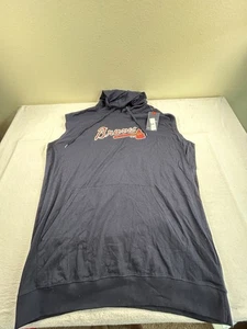 Atlanta Braves Shirt Hoodie Blue Mens Sz 2XL Sleeveless Acuna #13 New Fanatics - Picture 1 of 6
