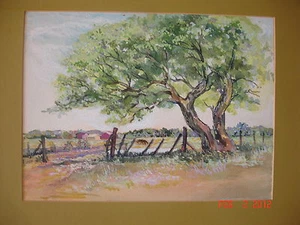 ESTATE WPA ARTIST WISCONSIN AUDREY SCHINI LARSON PASTORAL WATERCOLOR PAINTING - Imagen 1 de 4