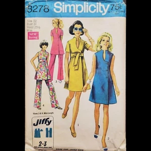 Vtg Simplicity Jiffy Dress or Tunic & Pants Pattern #8278 Size 12 CUT - Picture 1 of 6