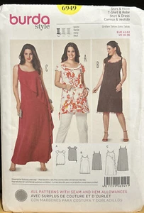 Burda Sewing Pattern 6949 Ladies Misses Semi Fitted Dress Size 16-26 Uncut - Picture 1 of 2