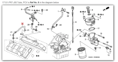 Tubo NSX HONDA ACURA GENUINO OEM, tubo respirador PCV ☆ 17131-PR7-J00 ☆ Foto 1 de 2