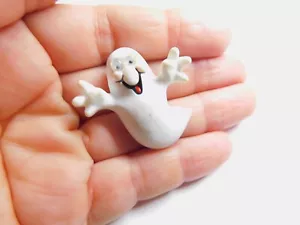 1987 Hallmark White Google Eyed Ghost Brooch Vintage - Picture 1 of 6