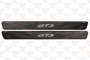 "GT3" Porsche 911 992 Twill Carbon Fiber Door Sills Trim Insert Scuffs - Picture 1 of 6